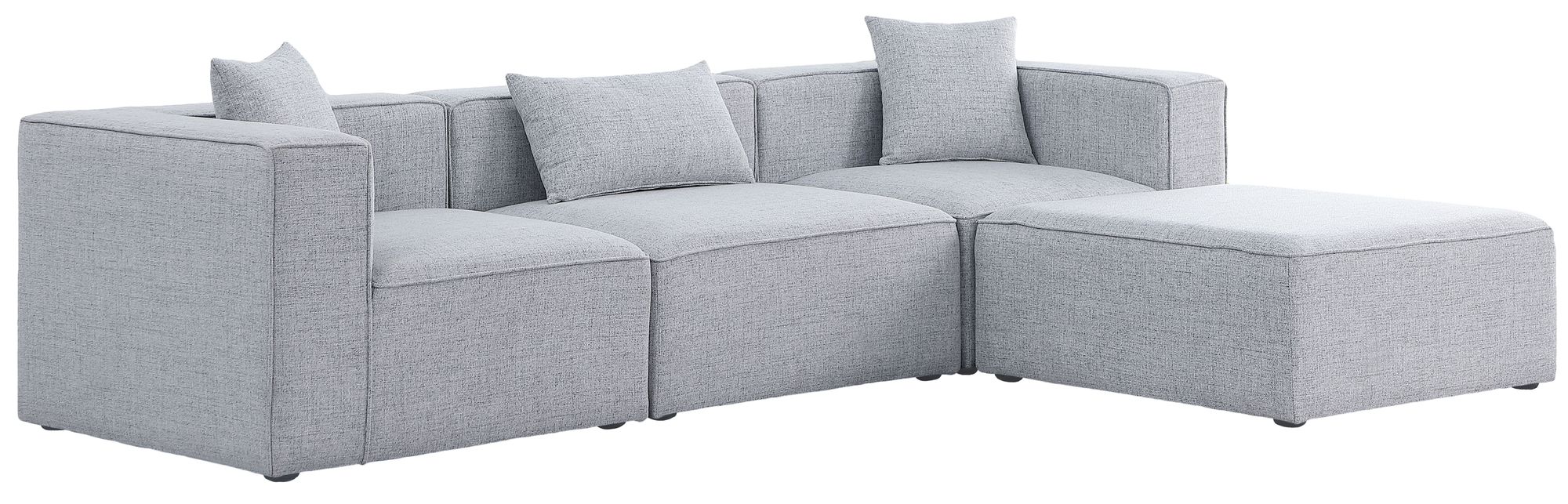 Cube 108" 4-Piece Linen Fabric Modular Sectional