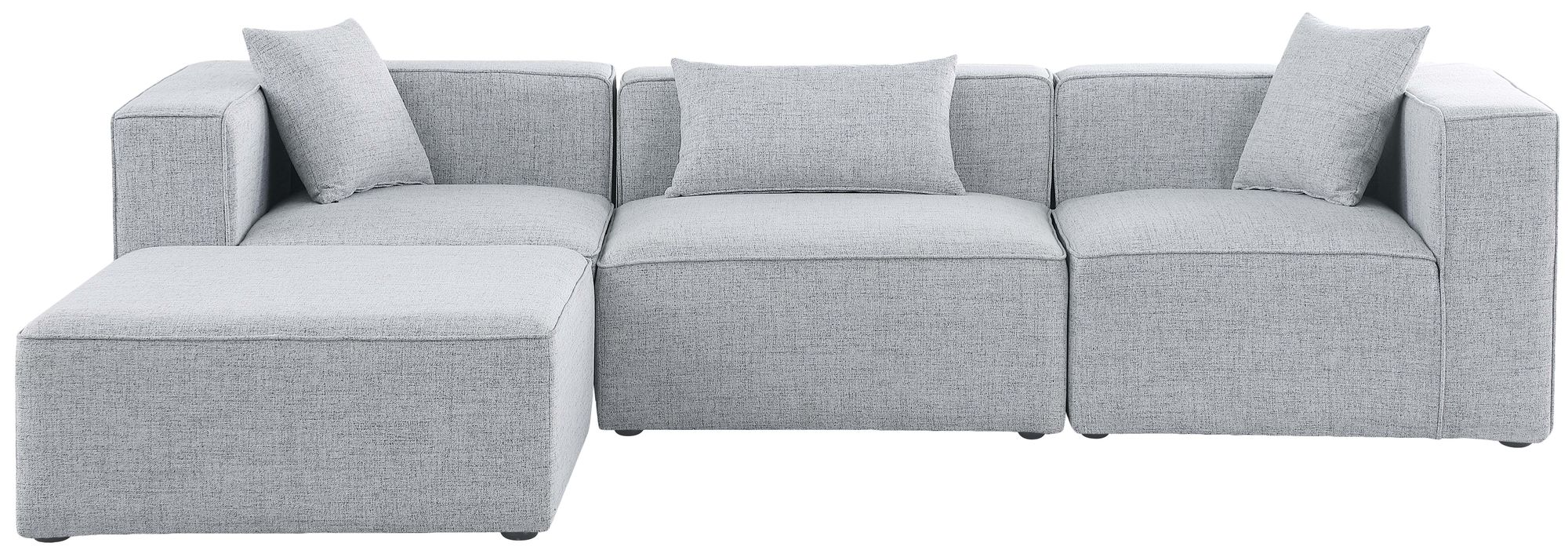 Cube 108" 4-Piece Linen Fabric Modular Sectional