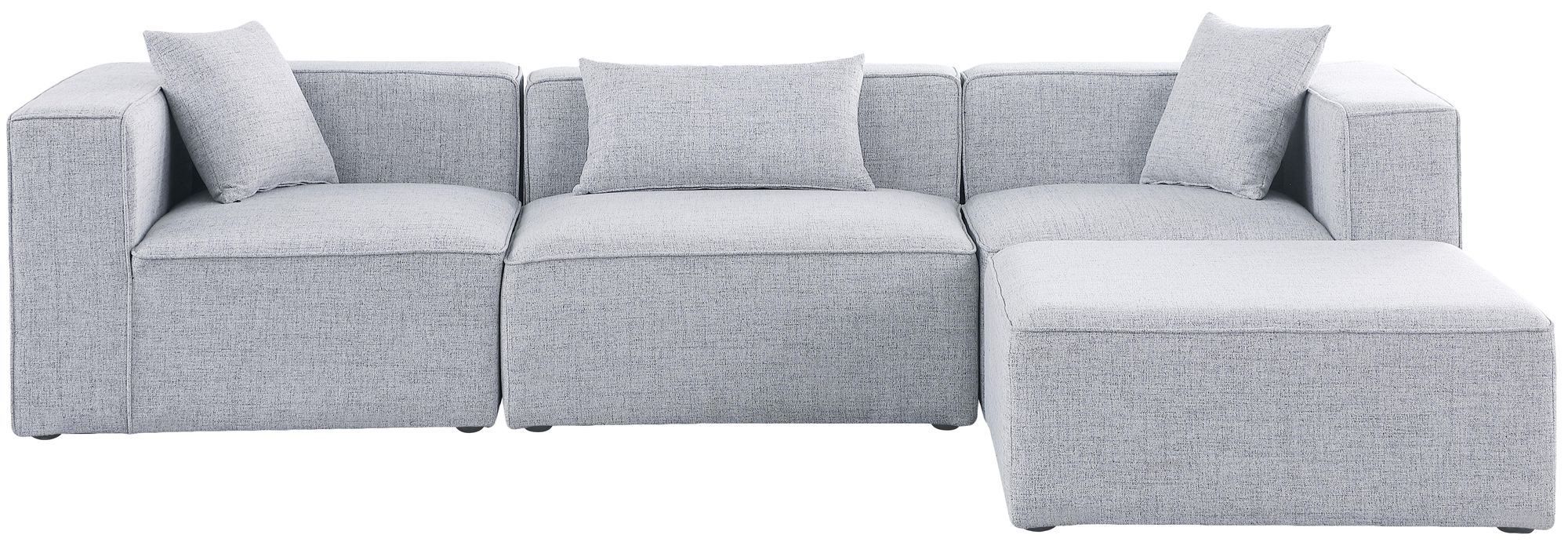 Cube 108" 4-Piece Linen Fabric Modular Sectional