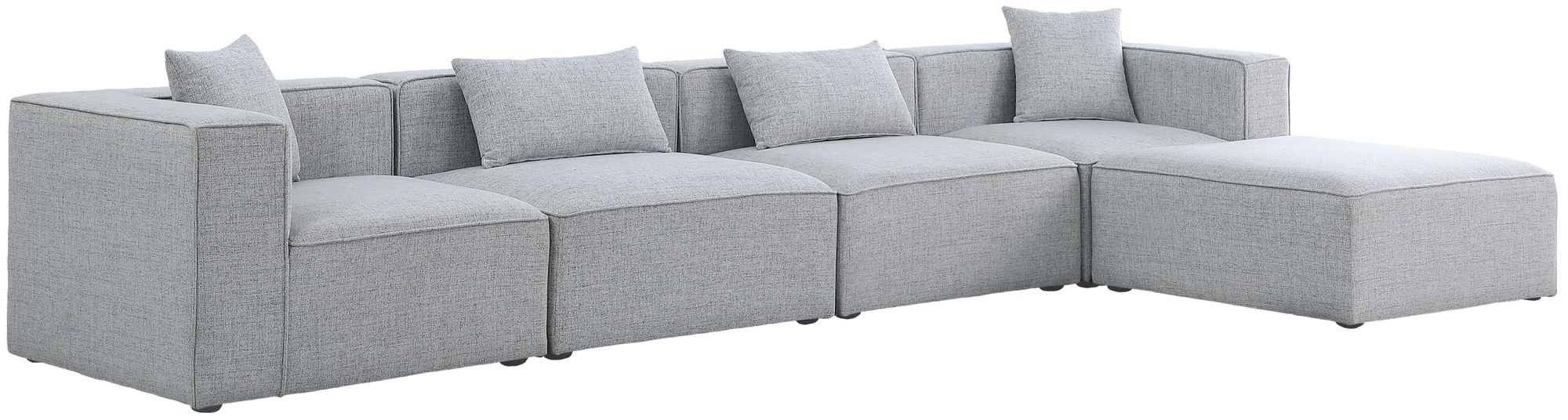 Cube 144" 5-Piece Linen Fabric Modular Sectional