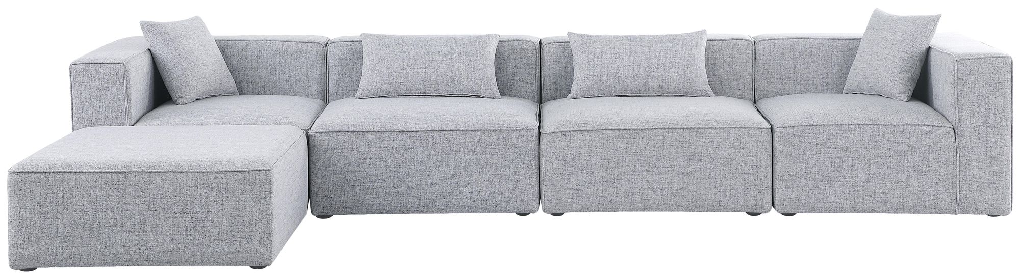 Cube 144" 5-Piece Linen Fabric Modular Sectional