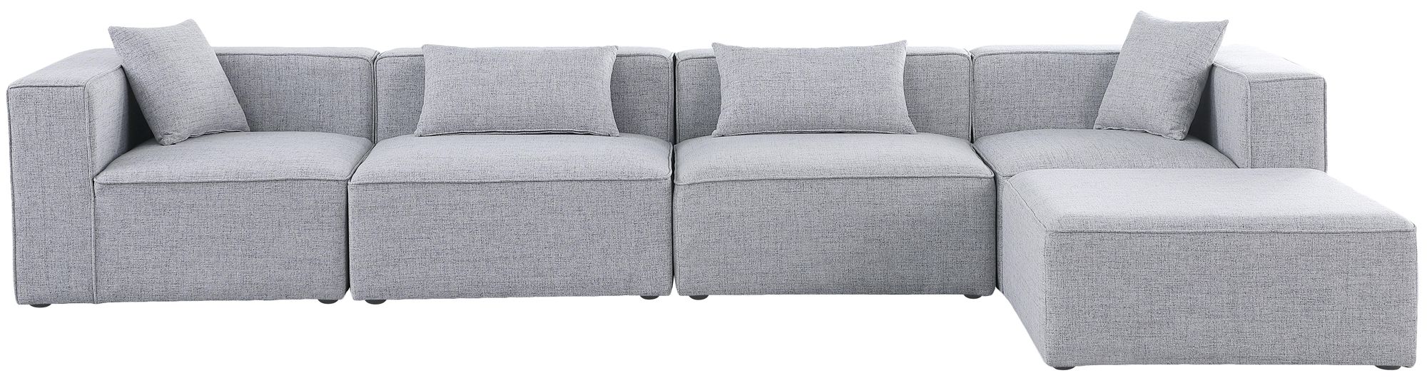 Cube 144" 5-Piece Linen Fabric Modular Sectional