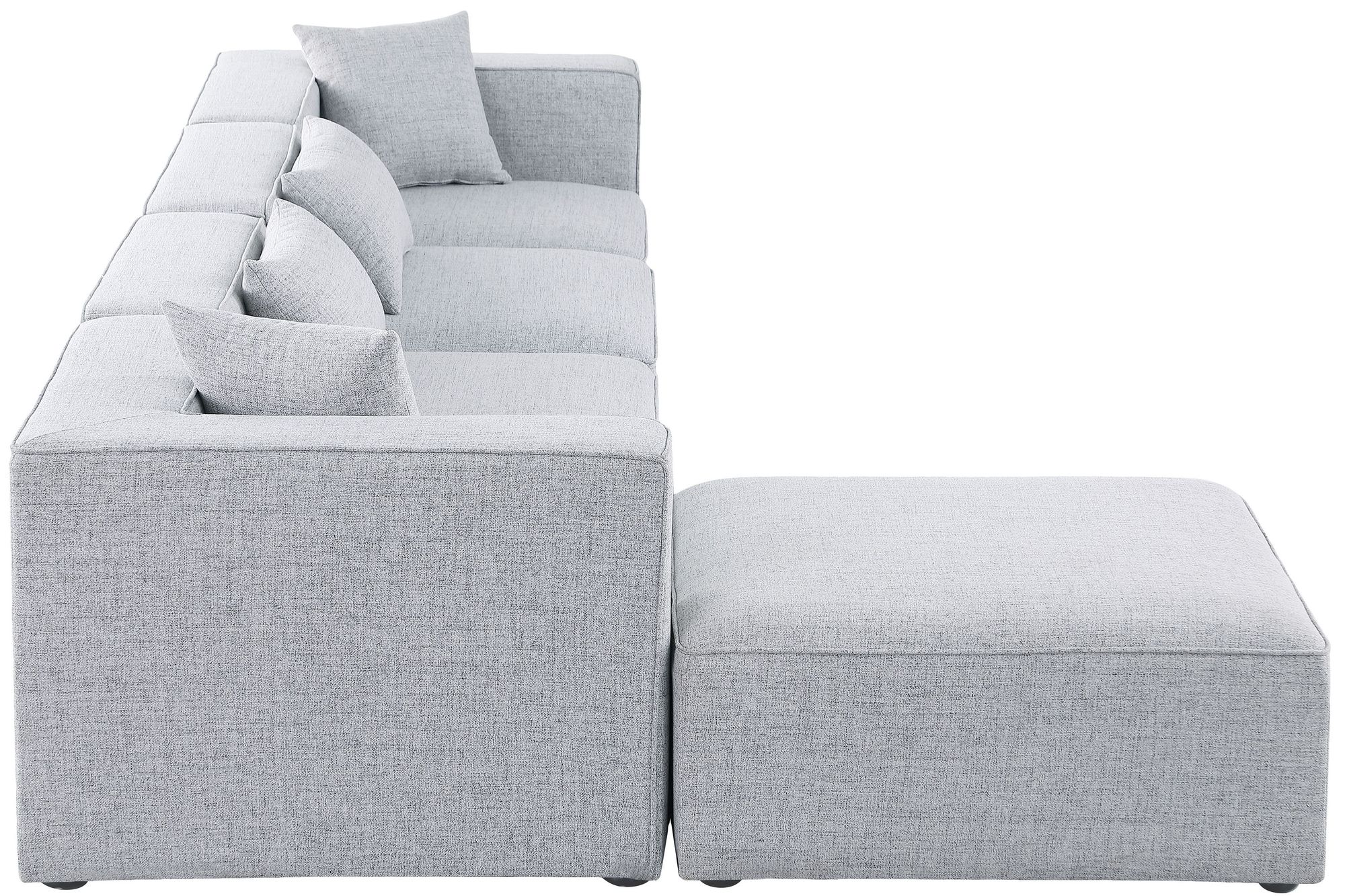 Cube 144" 5-Piece Linen Fabric Modular Sectional