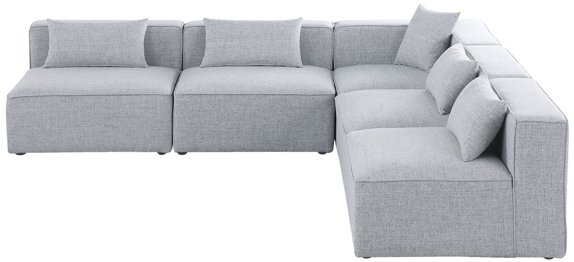 Cube 108" 5-Piece Linen Fabric Modular Armless Sectional