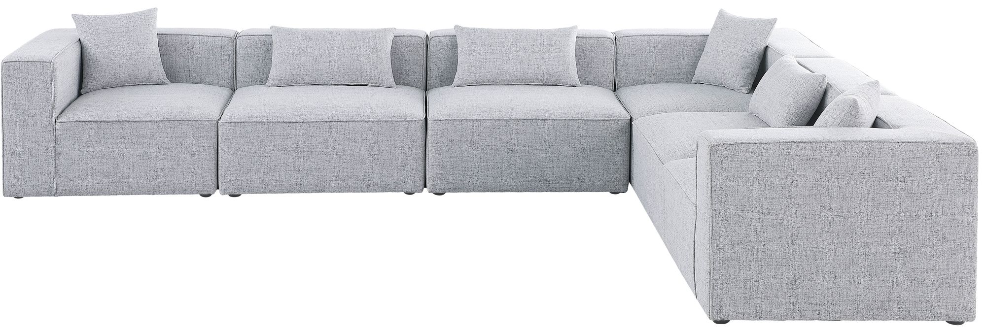 Cube 144" 6-Piece Linen Fabric Modular Sectional