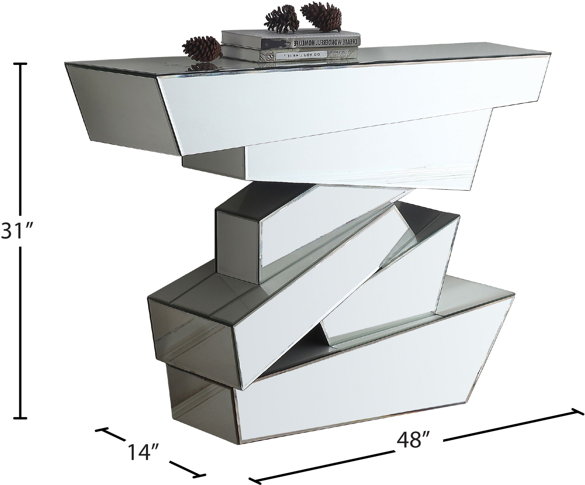 Jade 48" Rectangular Mirrored Console Table