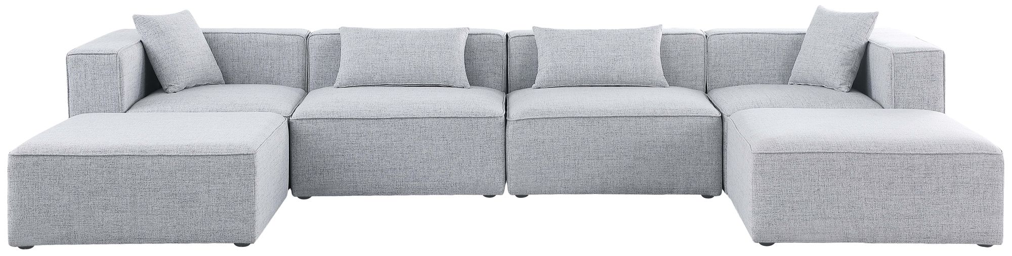 Cube 144" 6-Piece Linen Fabric Modular U-Shape Sectional