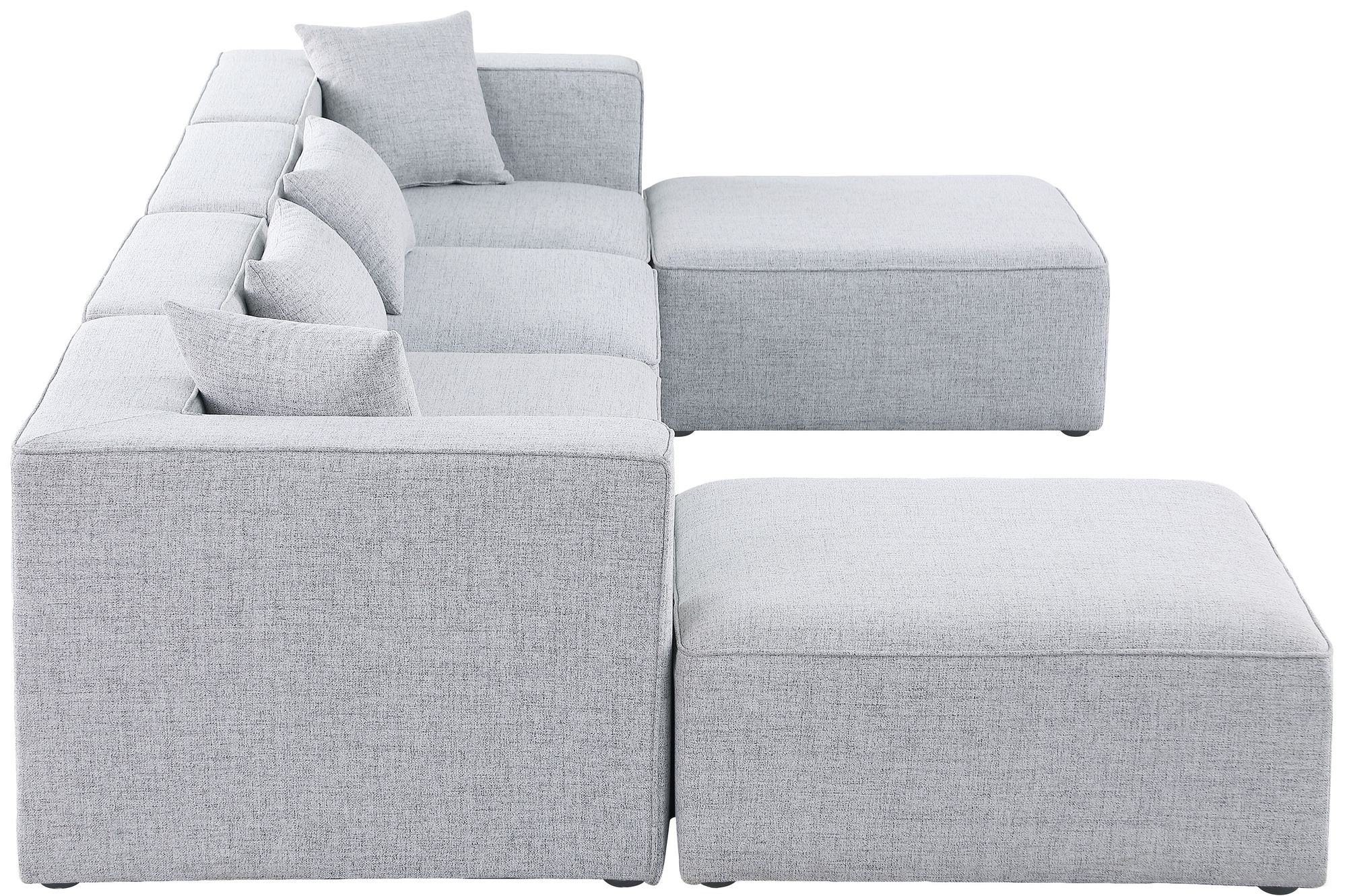 Cube 144" 6-Piece Linen Fabric Modular U-Shape Sectional