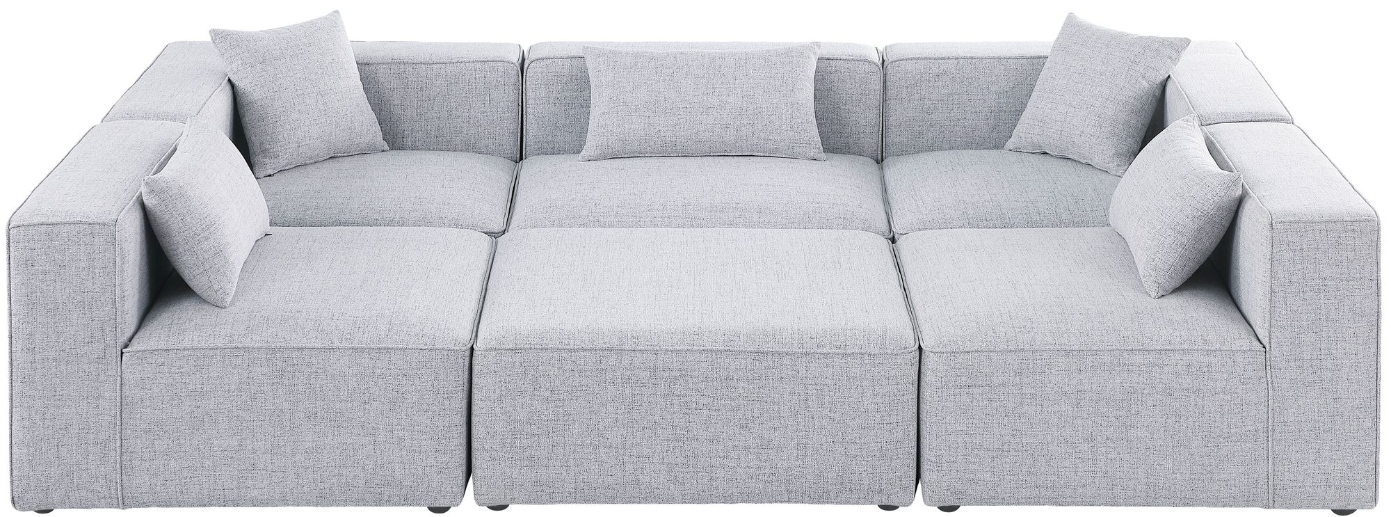 Cube 108" 6-Piece Linen Fabric Modular Sectional