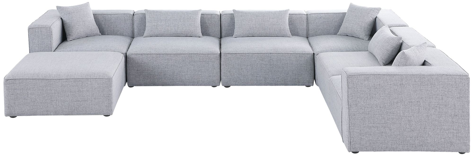 Cube 144" 7-Piece Linen Fabric Modular Sectional