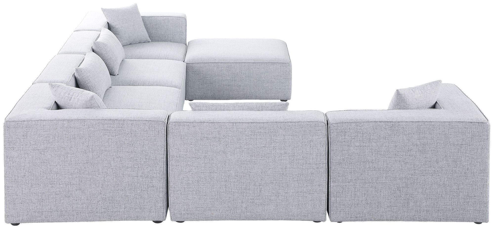 Cube 144" 7-Piece Linen Fabric Modular Sectional