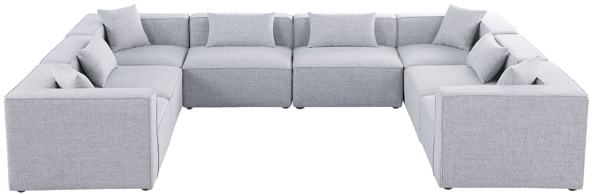 Cube 144" 8-Piece Linen Fabric Modular Sectional