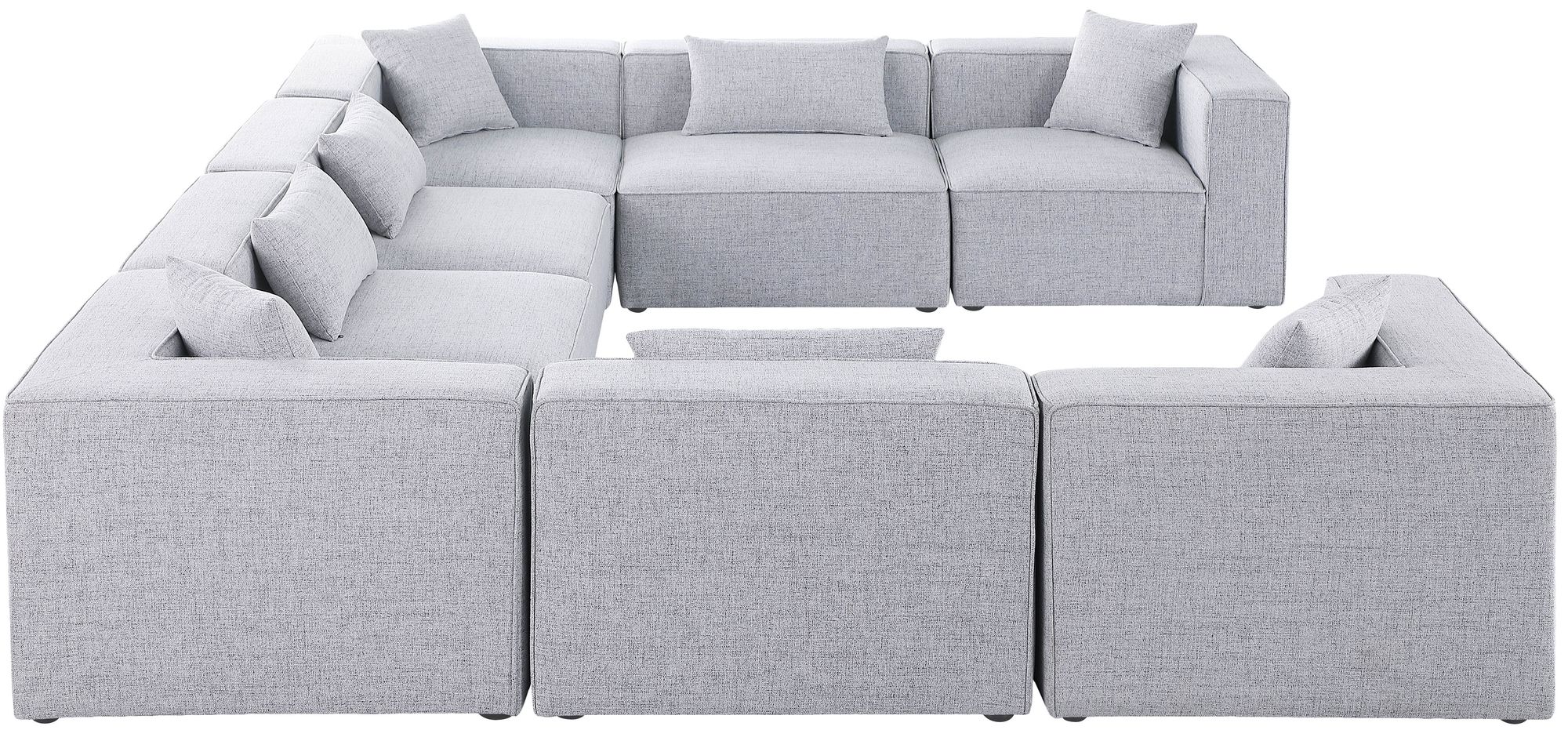 Cube 144" 8-Piece Linen Fabric Modular Sectional