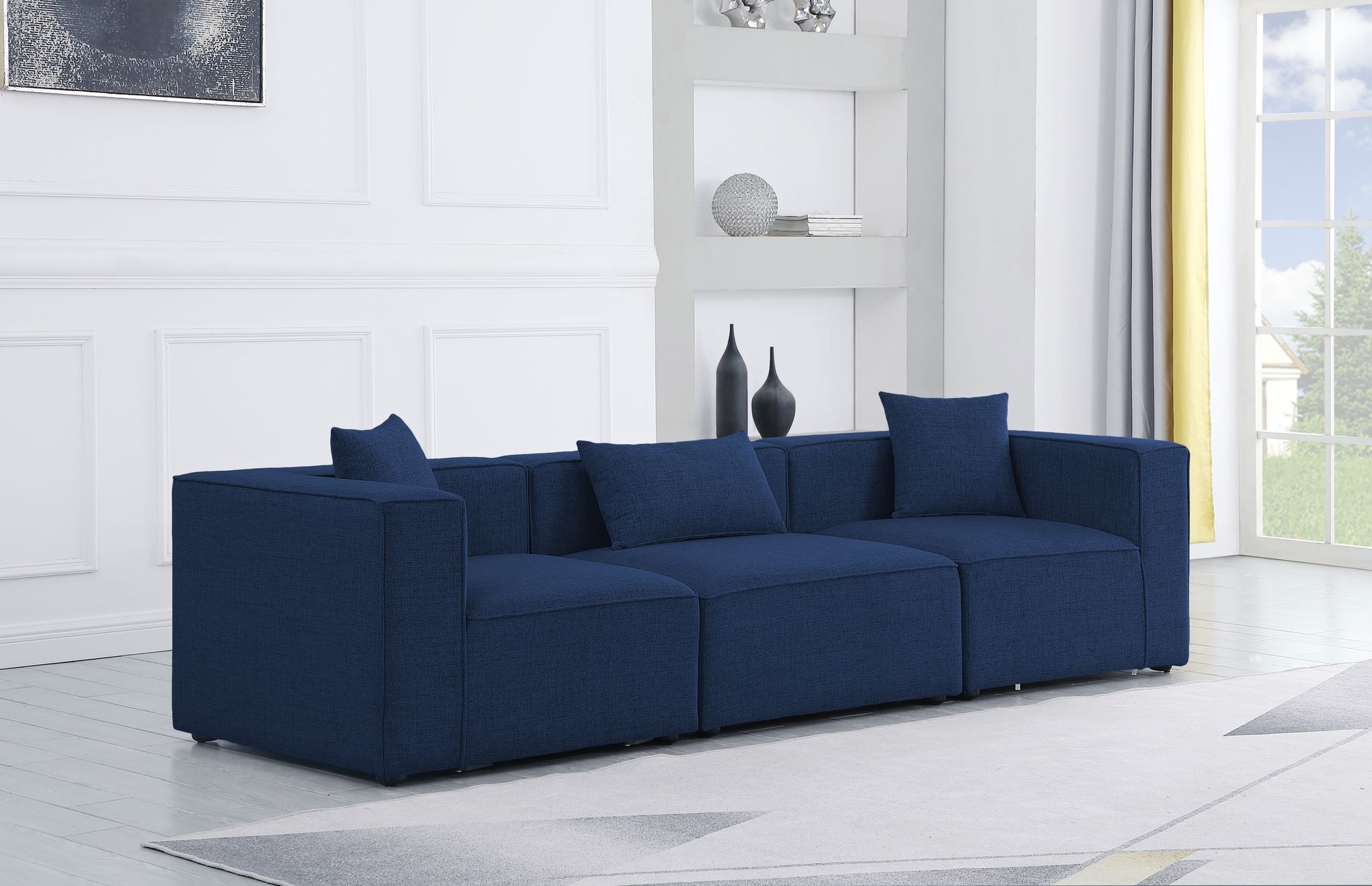 Cube 108" Linen Fabric Modular Sofa