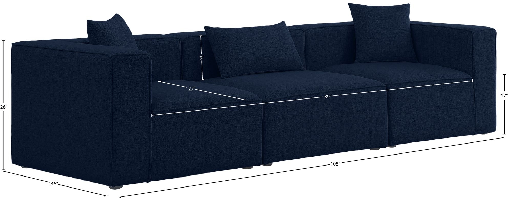 Cube 108" Linen Fabric Modular Sofa