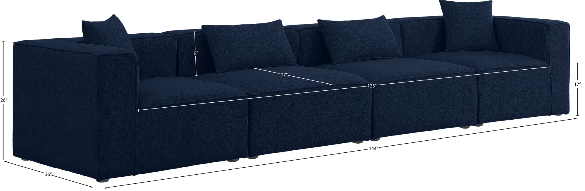Cube 144" Linen Fabric Modular Sofa