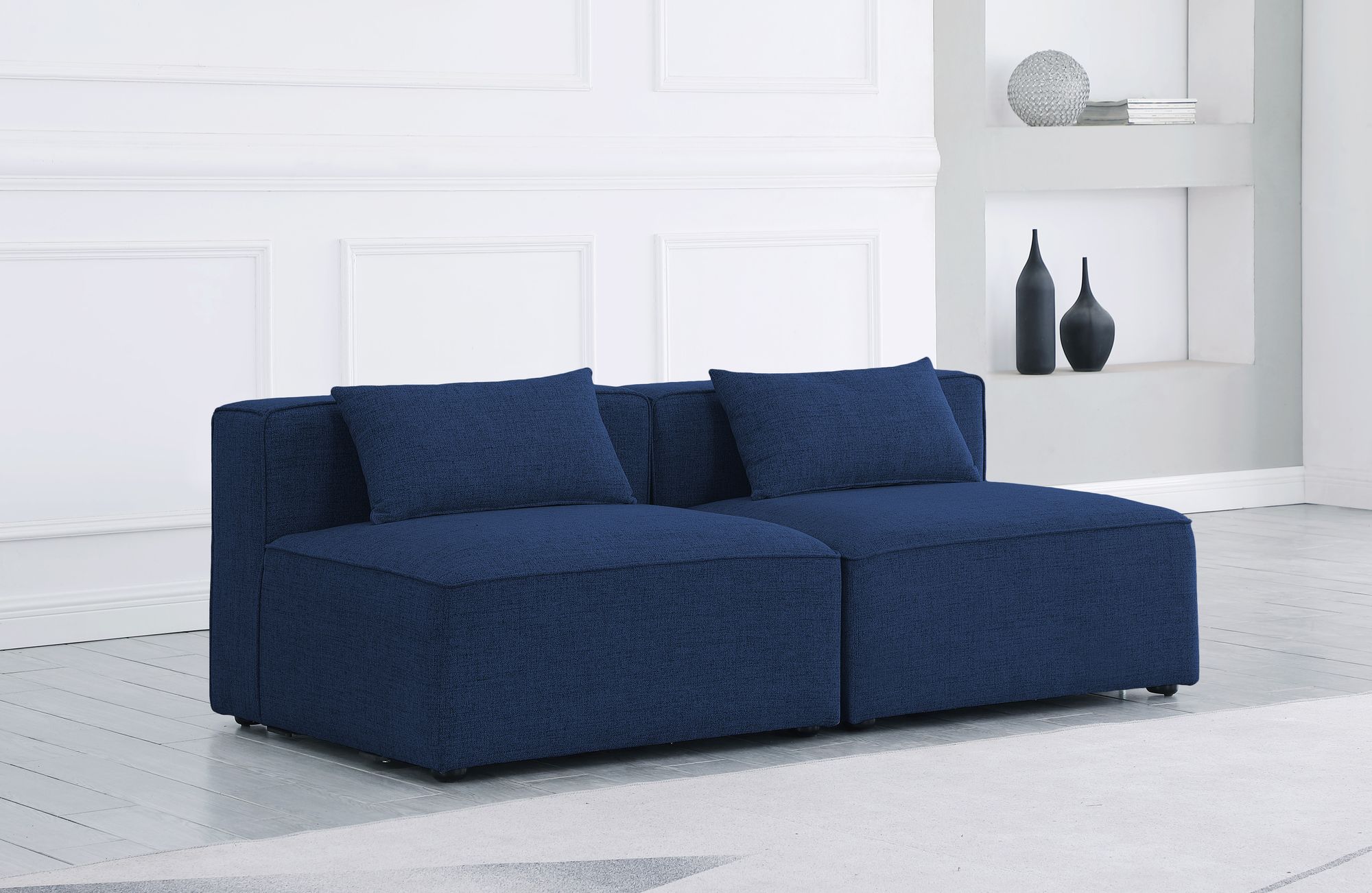 Cube 72" Linen Fabric Modular Armless Sofa