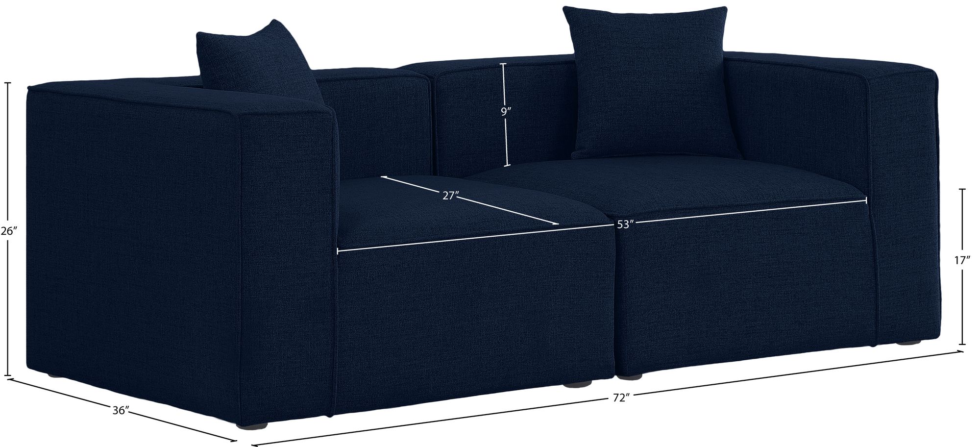 Cube 72" Linen Fabric Modular Sofa