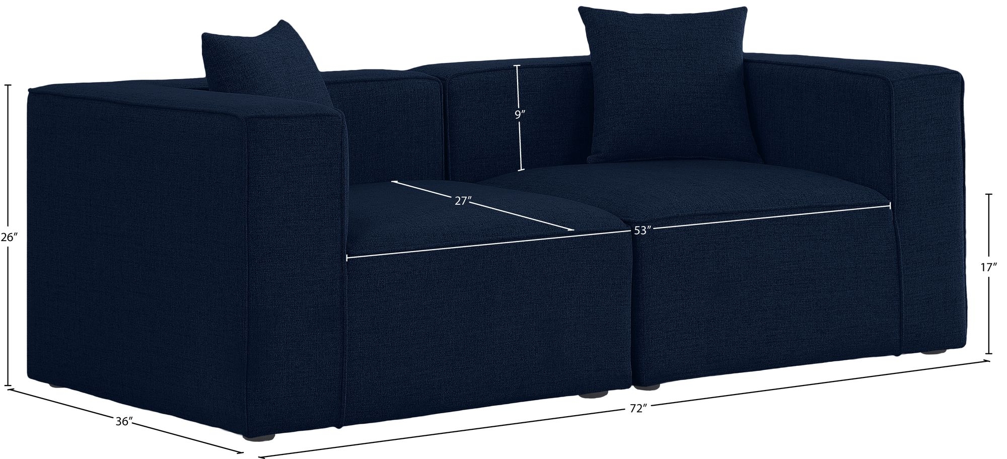 Cube 72" Linen Fabric Modular Sofa