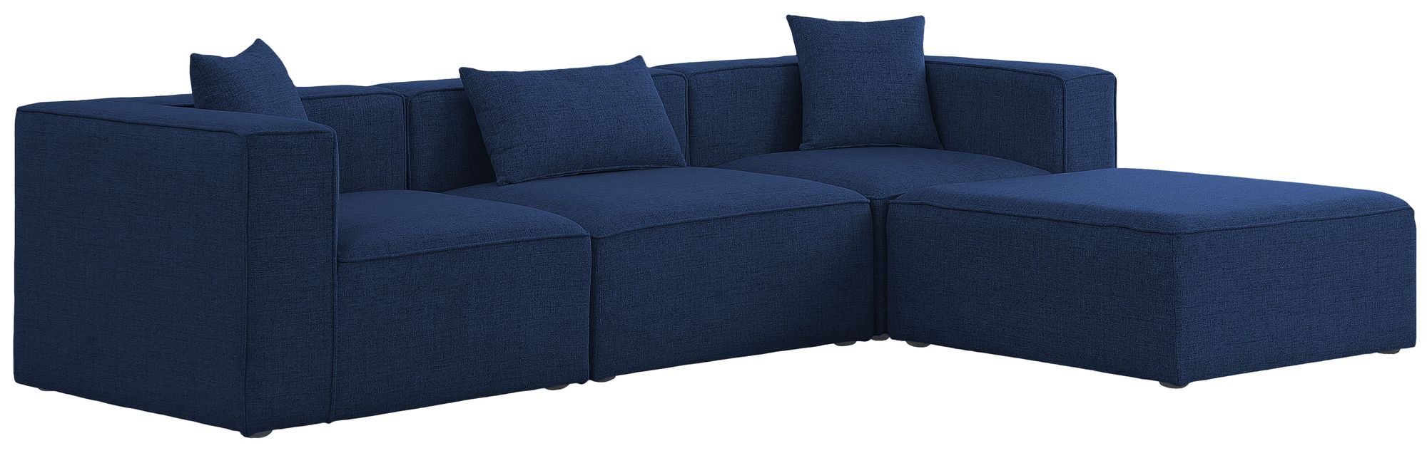 Cube 108" 4-Piece Linen Fabric Modular Sectional