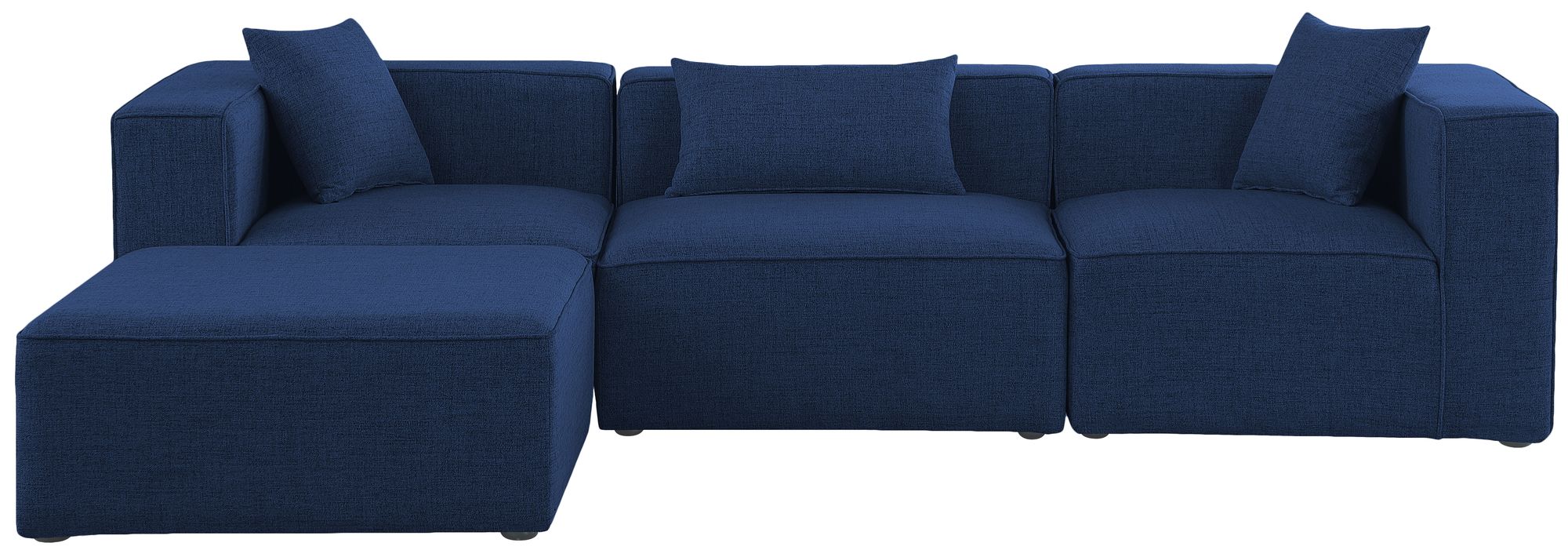 Cube 108" 4-Piece Linen Fabric Modular Sectional