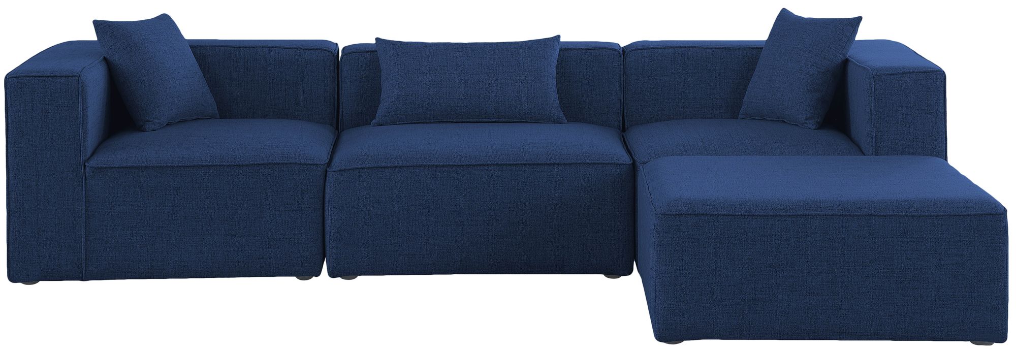 Cube 108" 4-Piece Linen Fabric Modular Sectional