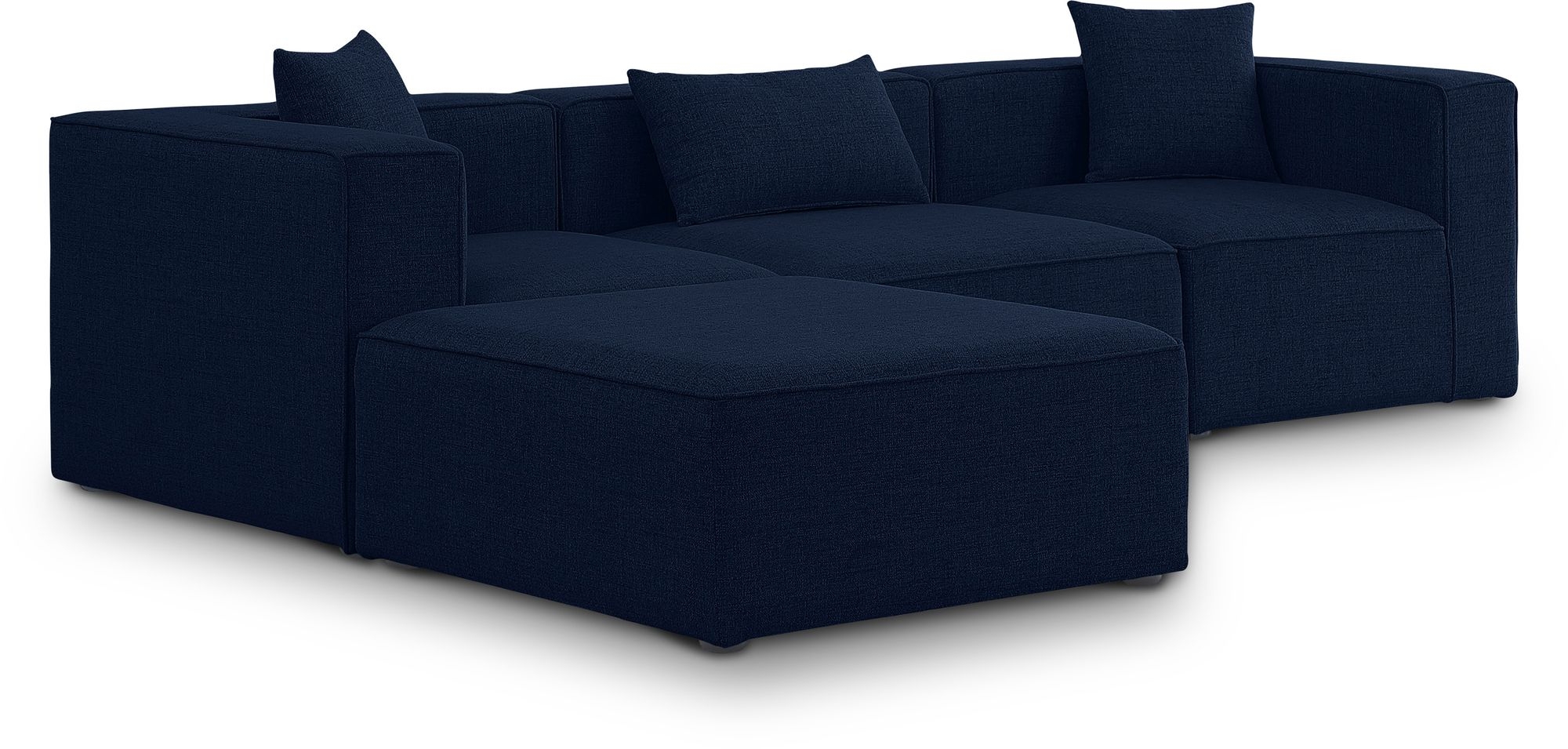 Cube 108" 4-Piece Linen Fabric Modular Sectional