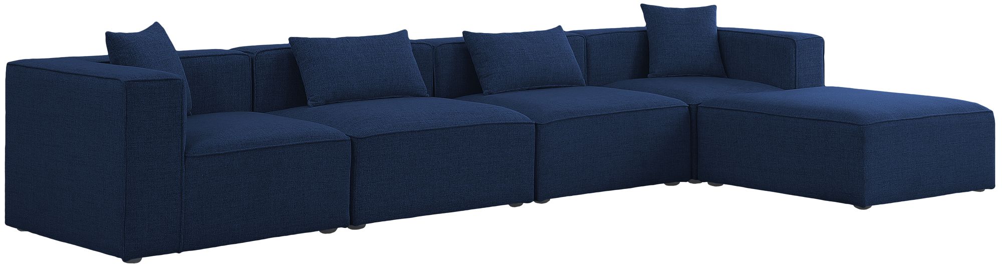 Cube 144" 5-Piece Linen Fabric Modular Sectional