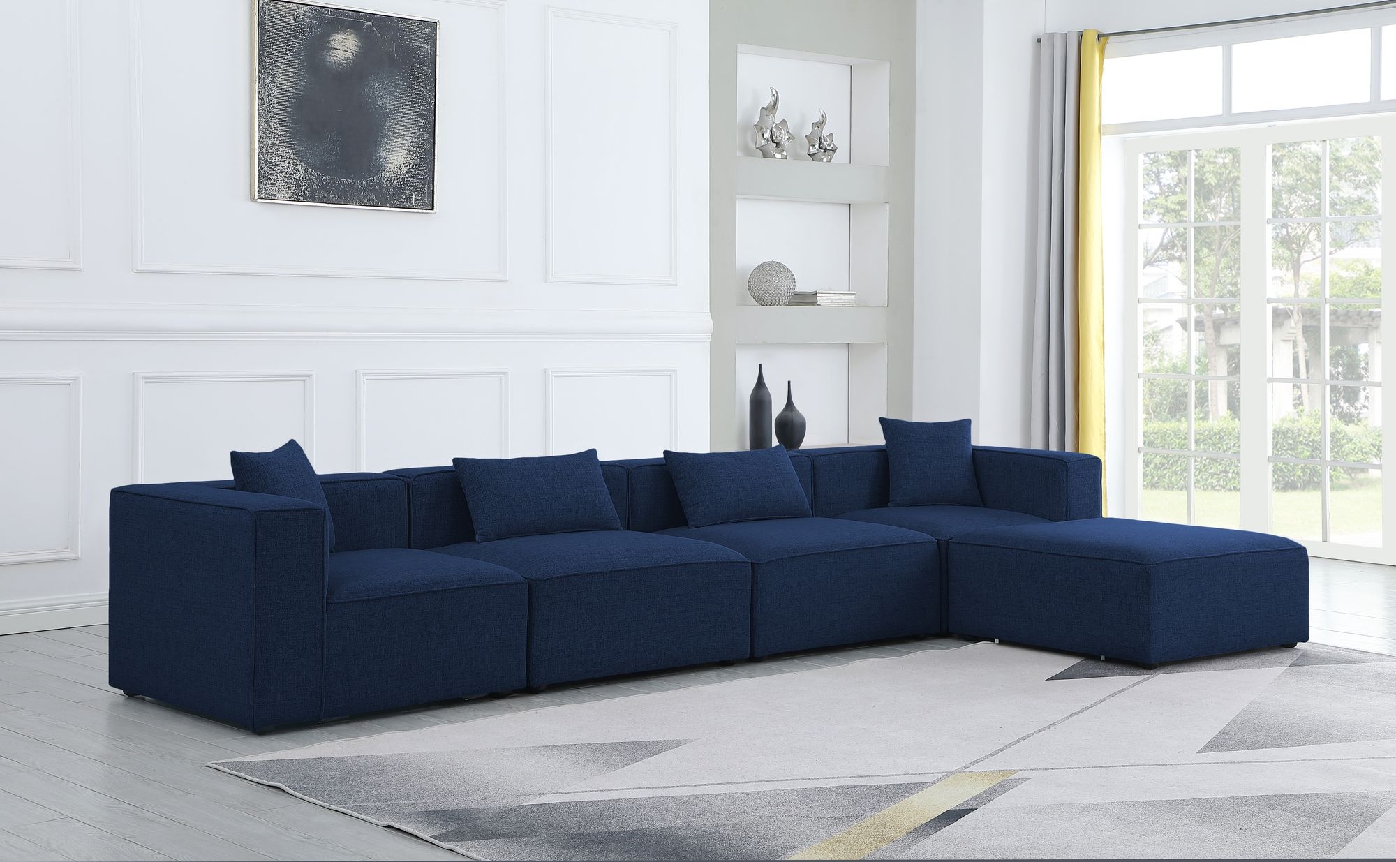 Cube 144" 5-Piece Linen Fabric Modular Sectional