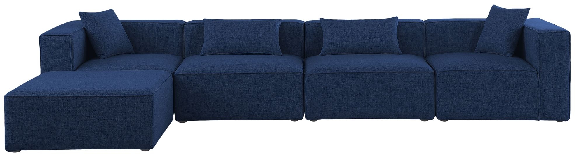 Cube 144" 5-Piece Linen Fabric Modular Sectional