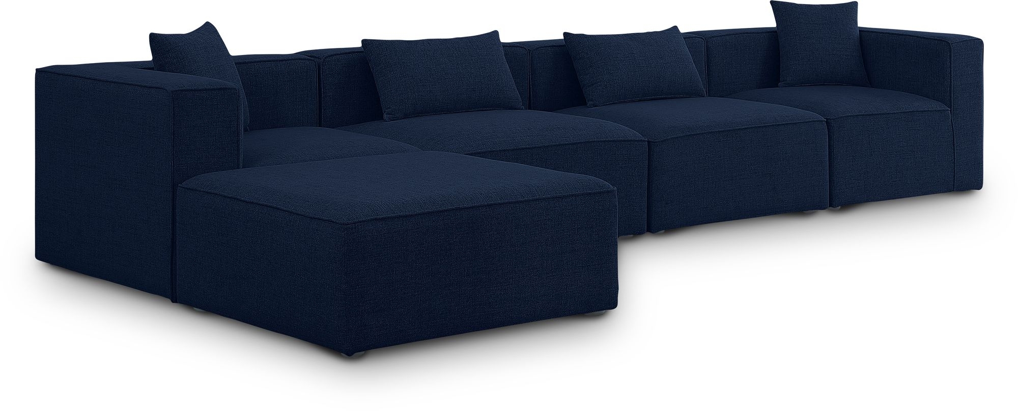 Cube 144" 5-Piece Linen Fabric Modular Sectional