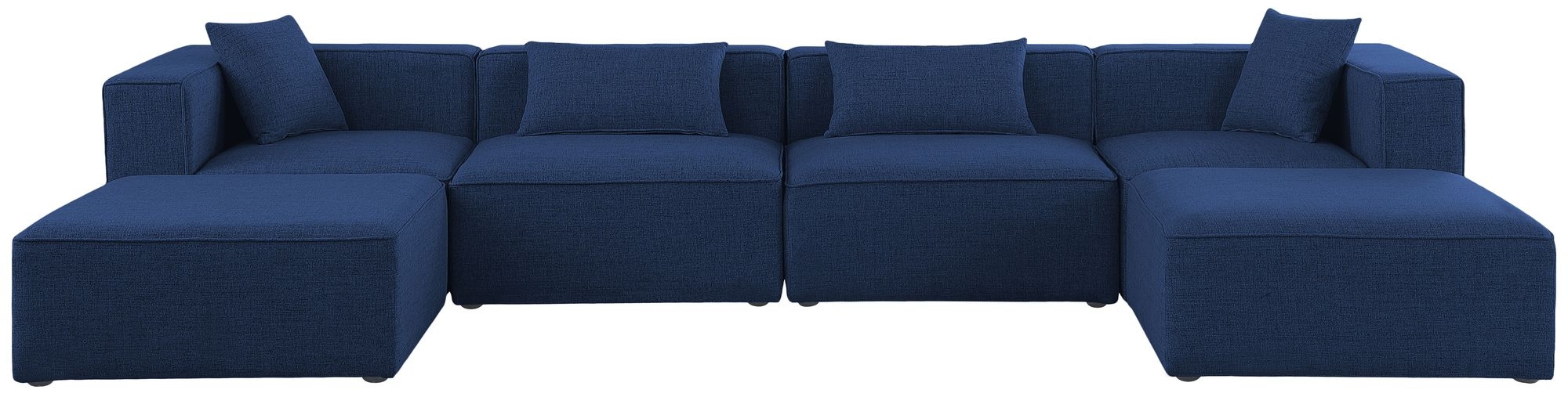 Cube 144" 6-Piece Linen Fabric Modular U-Shape Sectional
