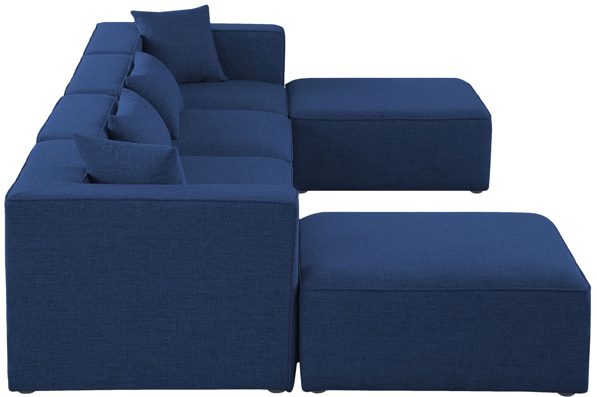 Cube 144" 6-Piece Linen Fabric Modular U-Shape Sectional