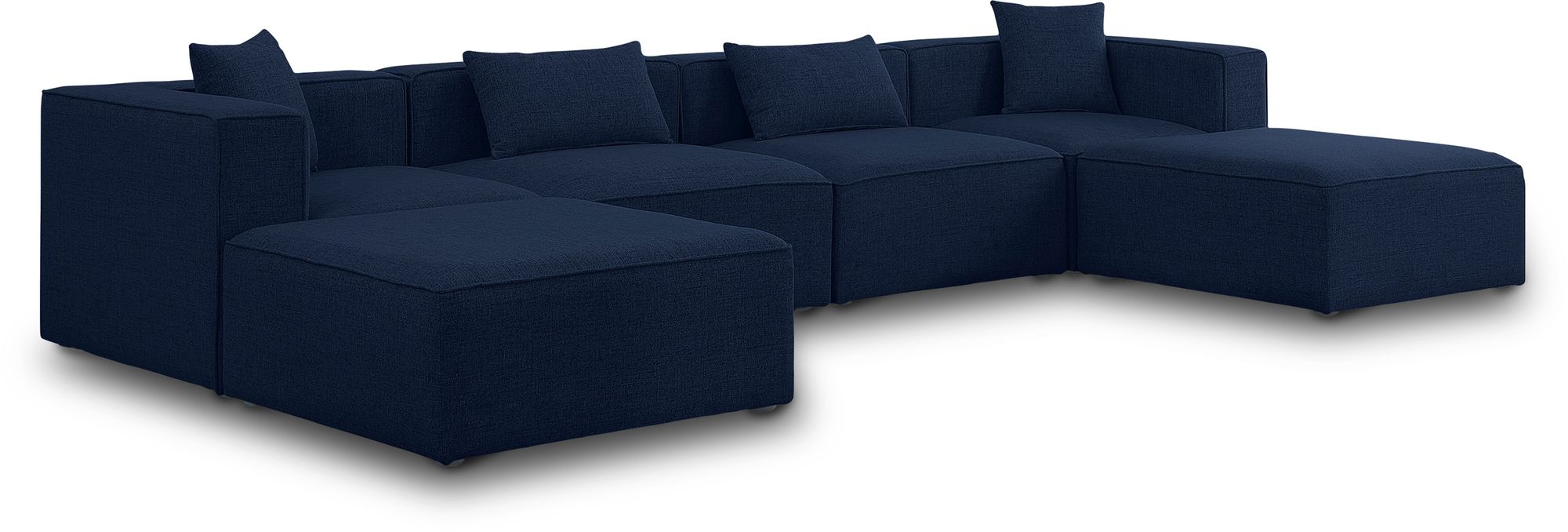 Cube 144" 6-Piece Linen Fabric Modular U-Shape Sectional