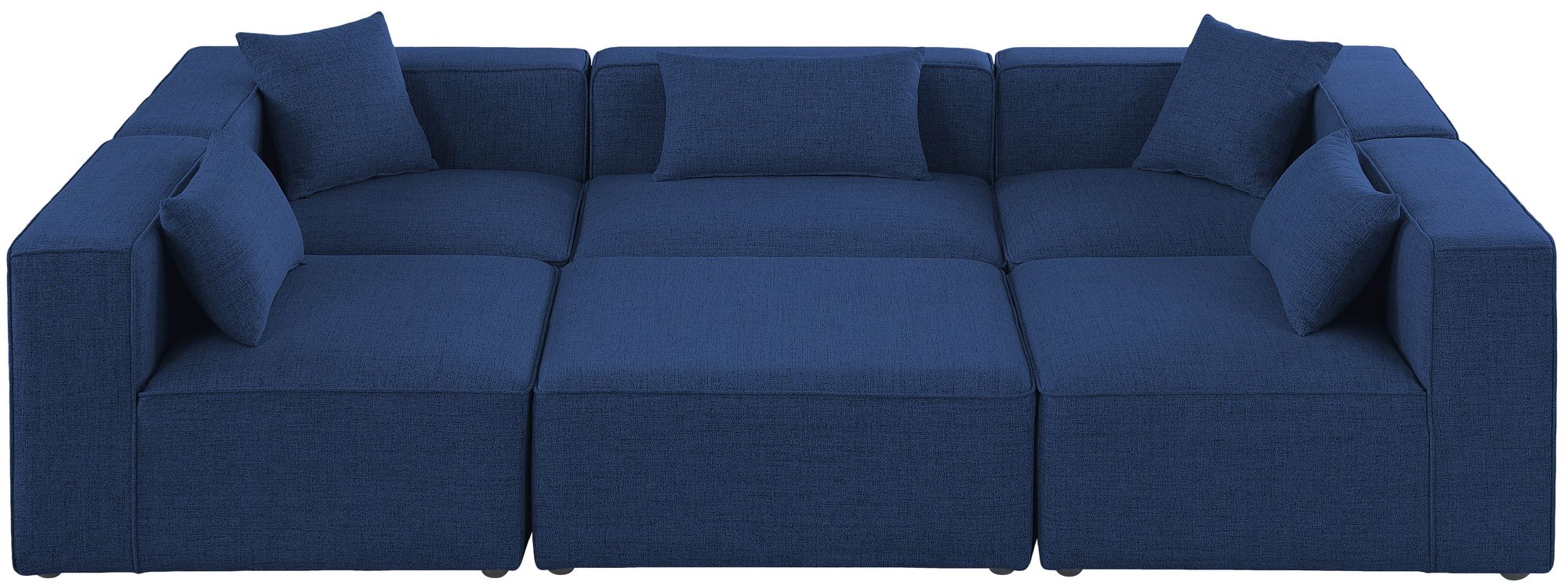 Cube 108" 6-Piece Linen Fabric Modular Sectional
