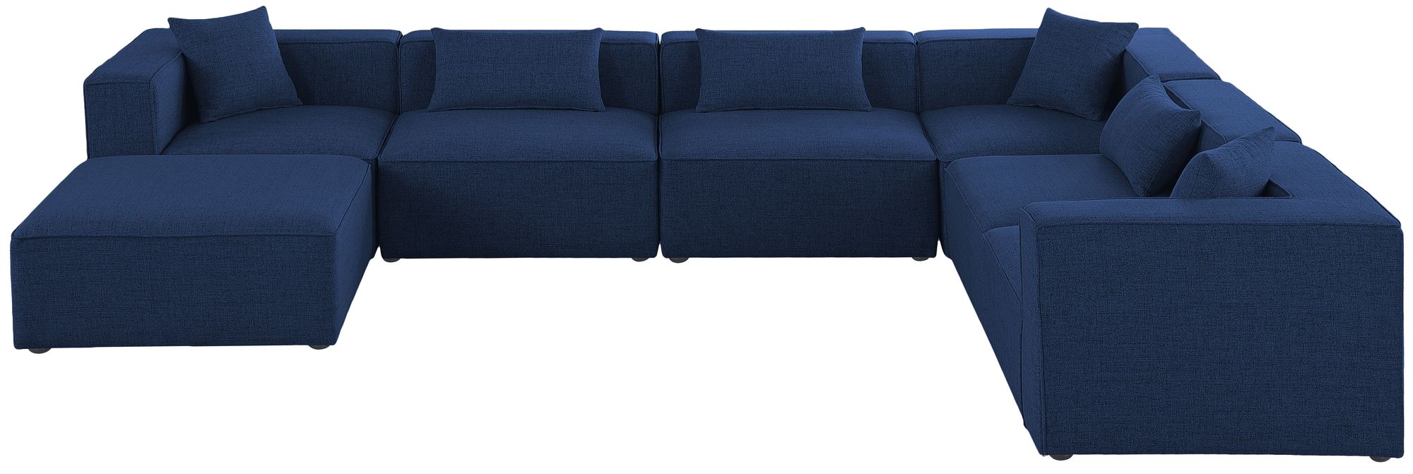 Cube 144" 7-Piece Linen Fabric Modular Sectional