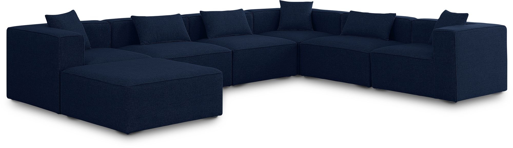 Cube 144" 7-Piece Linen Fabric Modular Sectional