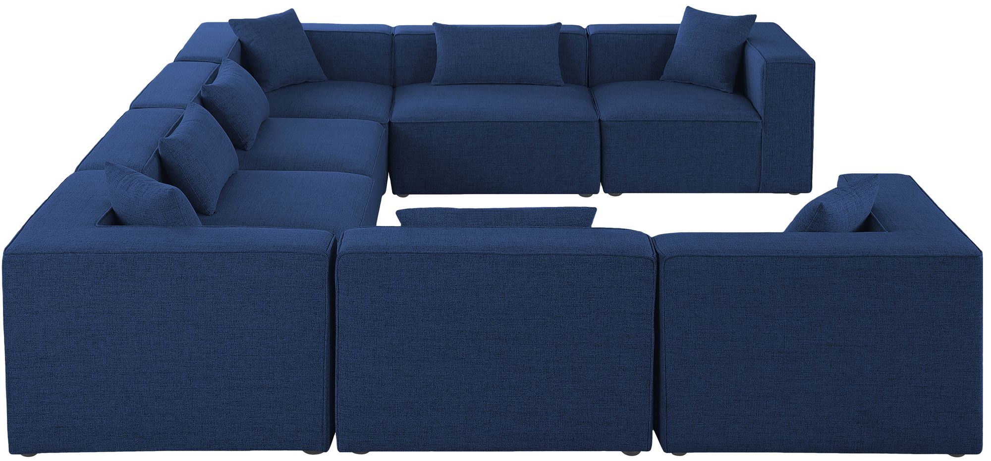 Cube 144" 8-Piece Linen Fabric Modular Sectional