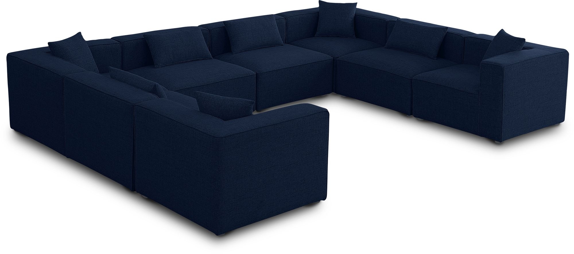 Cube 144" 8-Piece Linen Fabric Modular Sectional