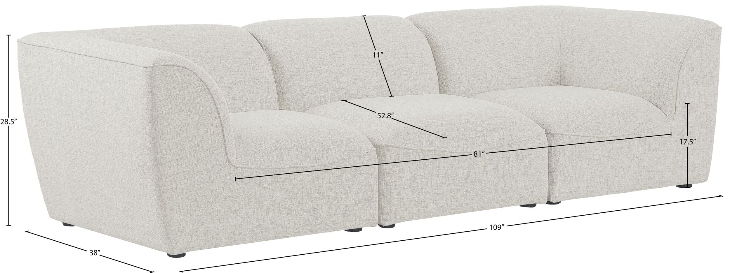 Miramar 109" Linen Modular Sofa