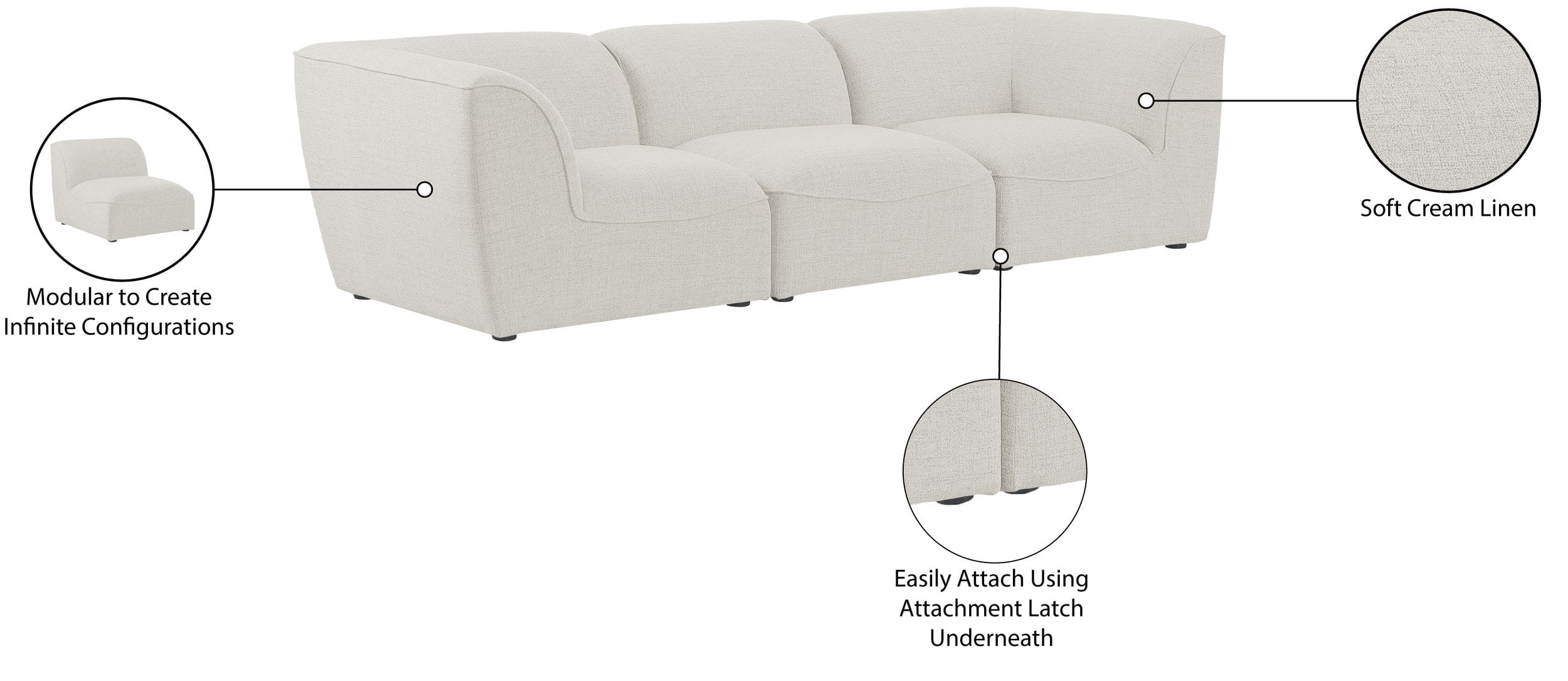 Miramar 109" Linen Modular Sofa