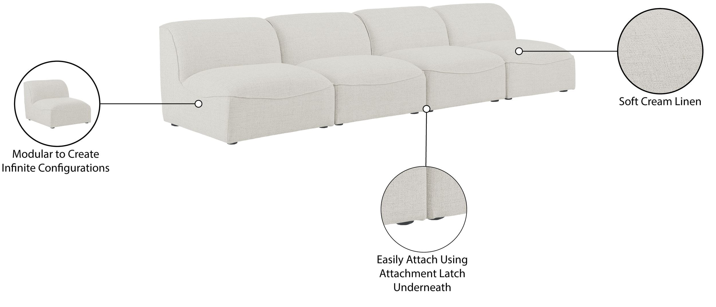 Miramar 132" Linen Modular Sofa