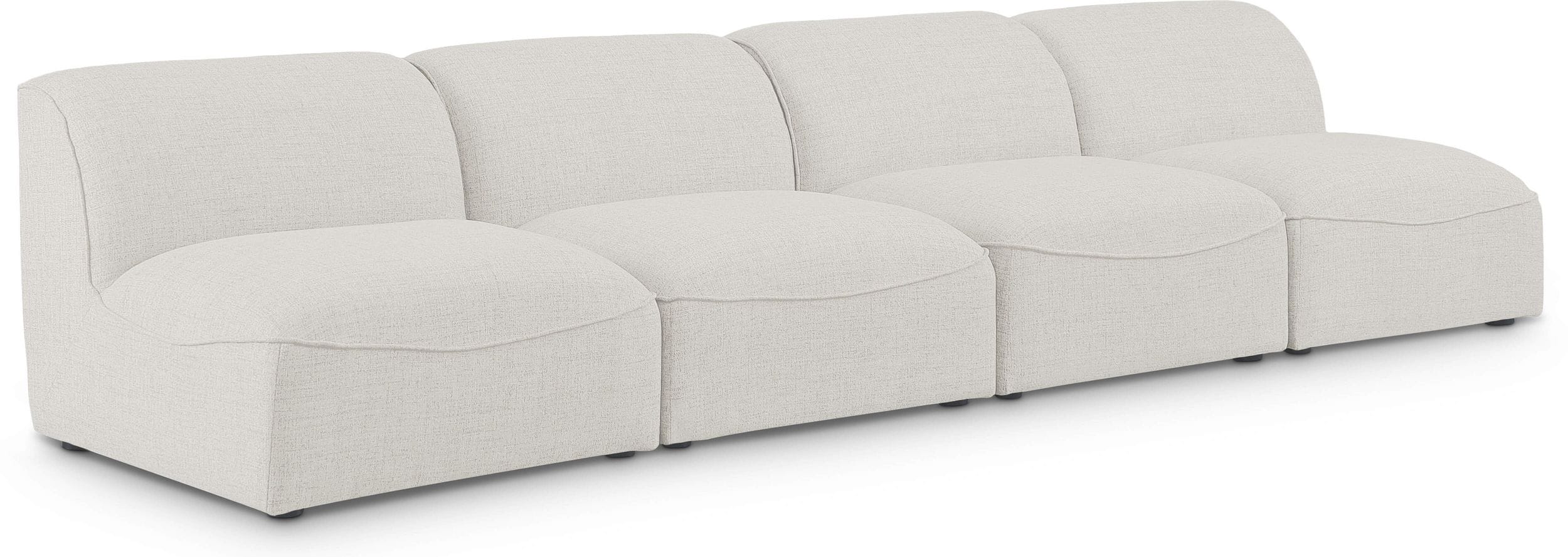 Miramar 132" Linen Modular White Sofa