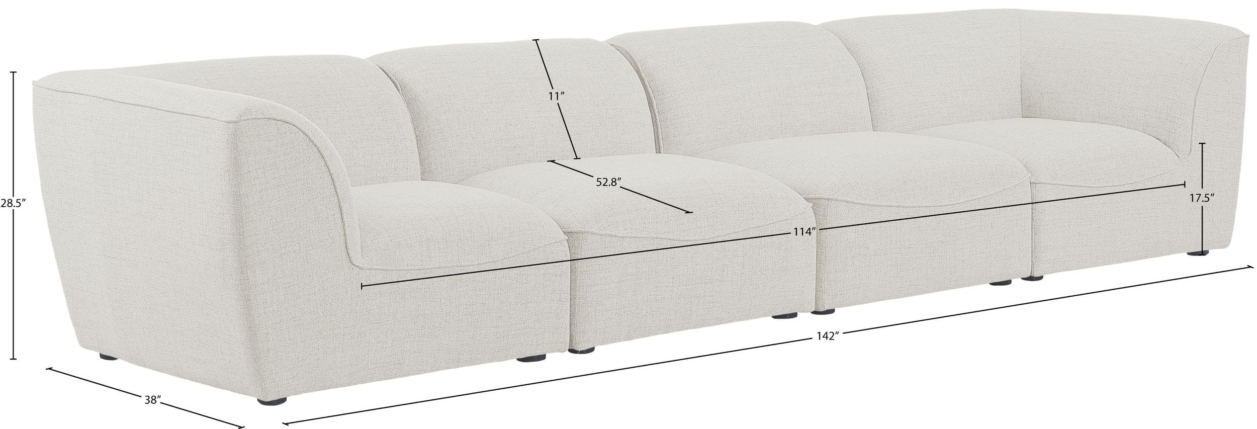 Miramar 142" Linen Modular Sofa