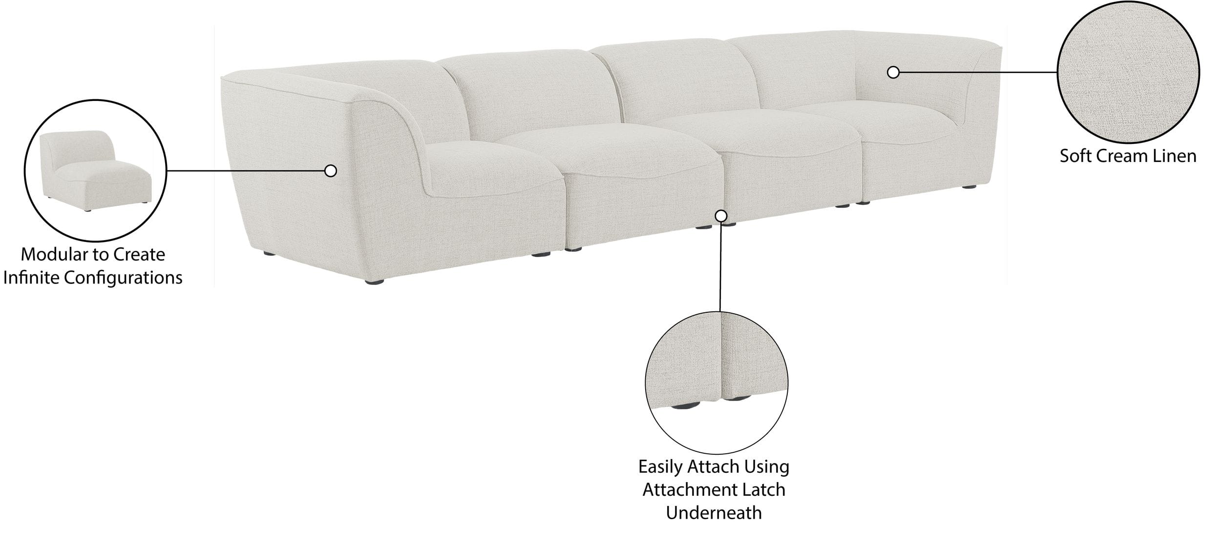 Miramar 142" Linen Modular Sofa