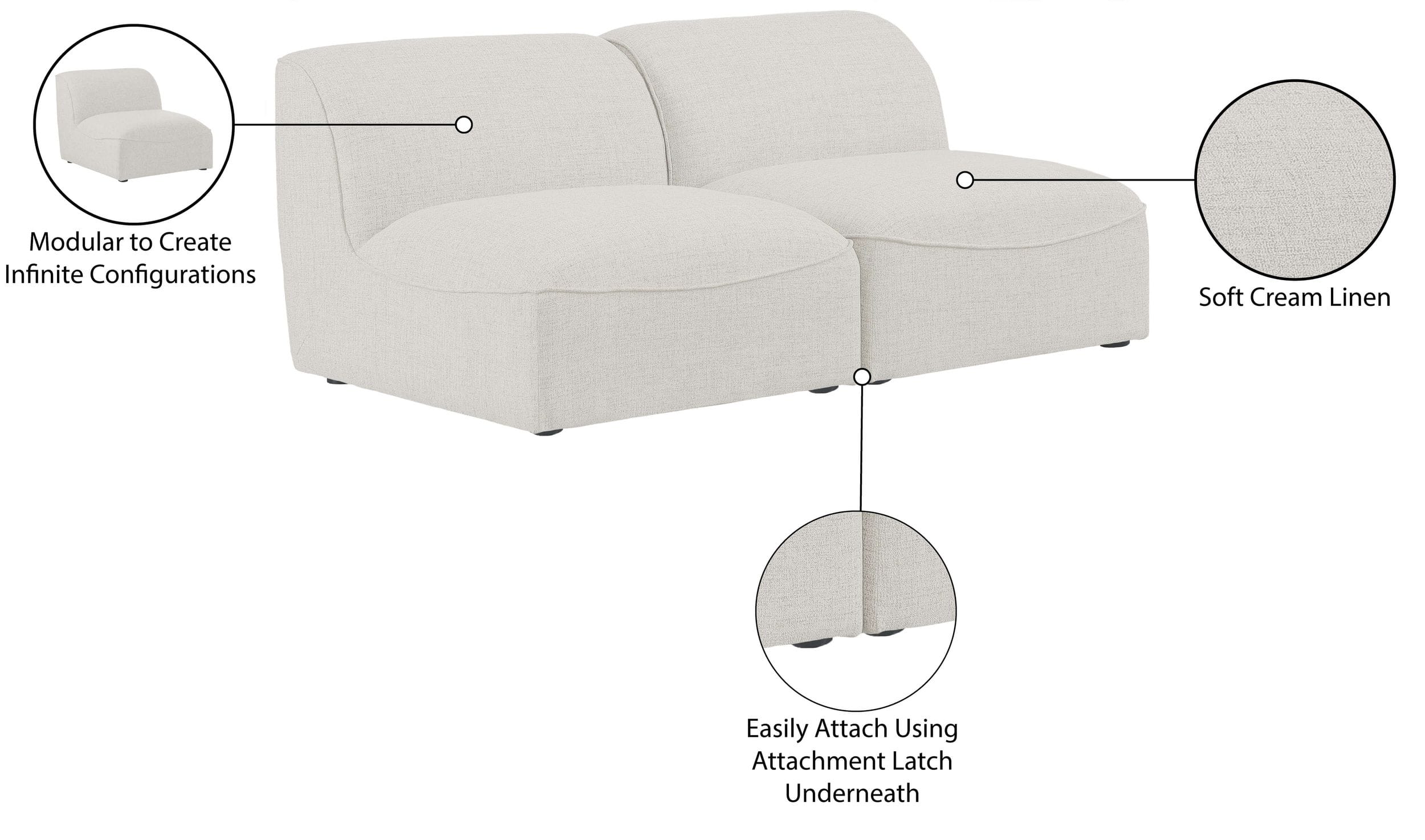 Miramar 66" Linen Modular Sofa