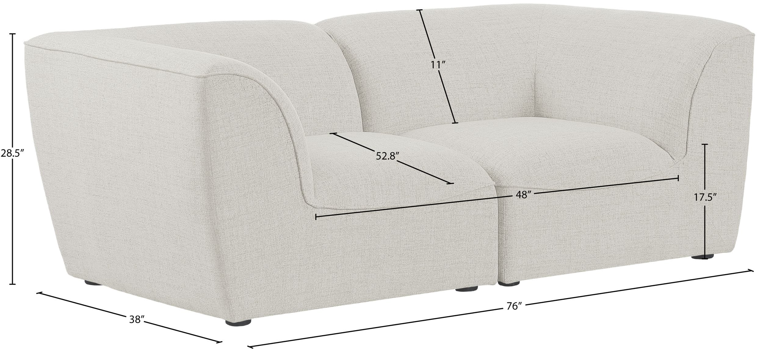 Miramar 76" Linen Modular Sofa