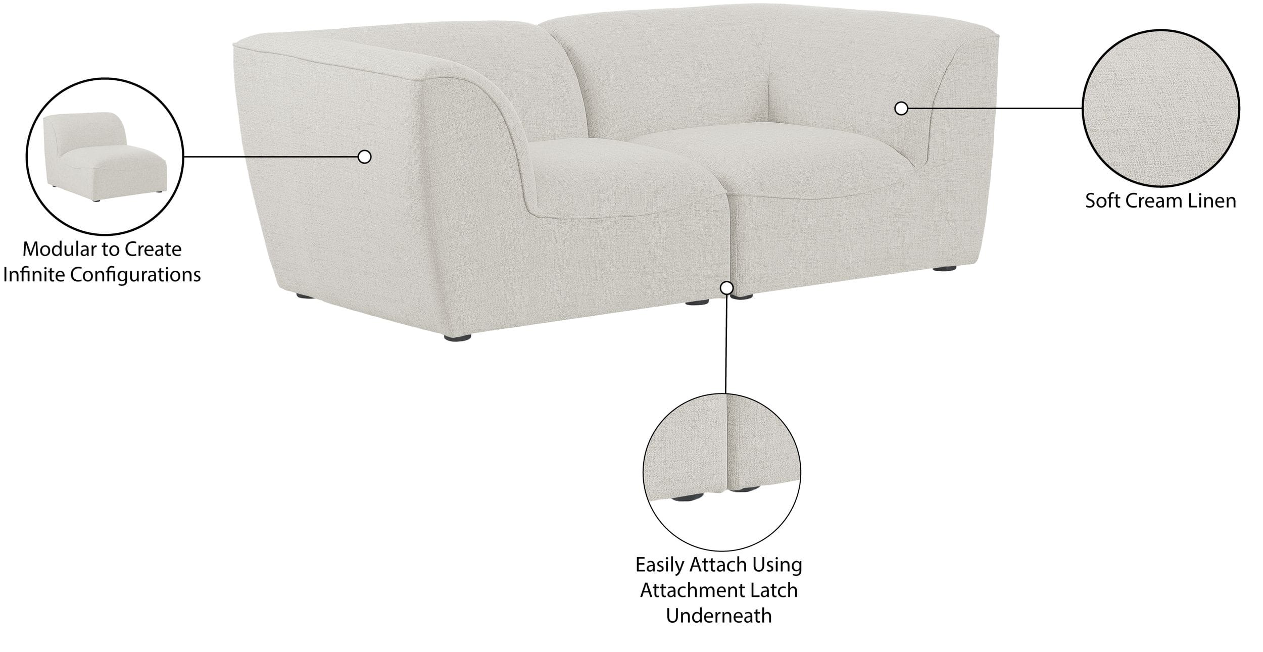 Miramar 76" Linen Modular Sofa