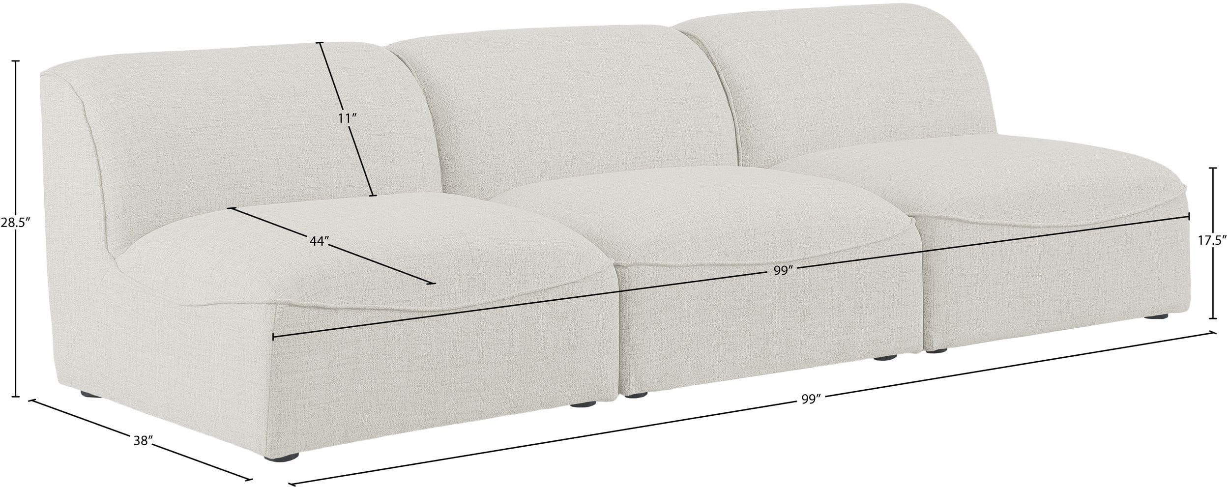 Miramar 99" Linen Modular Sofa