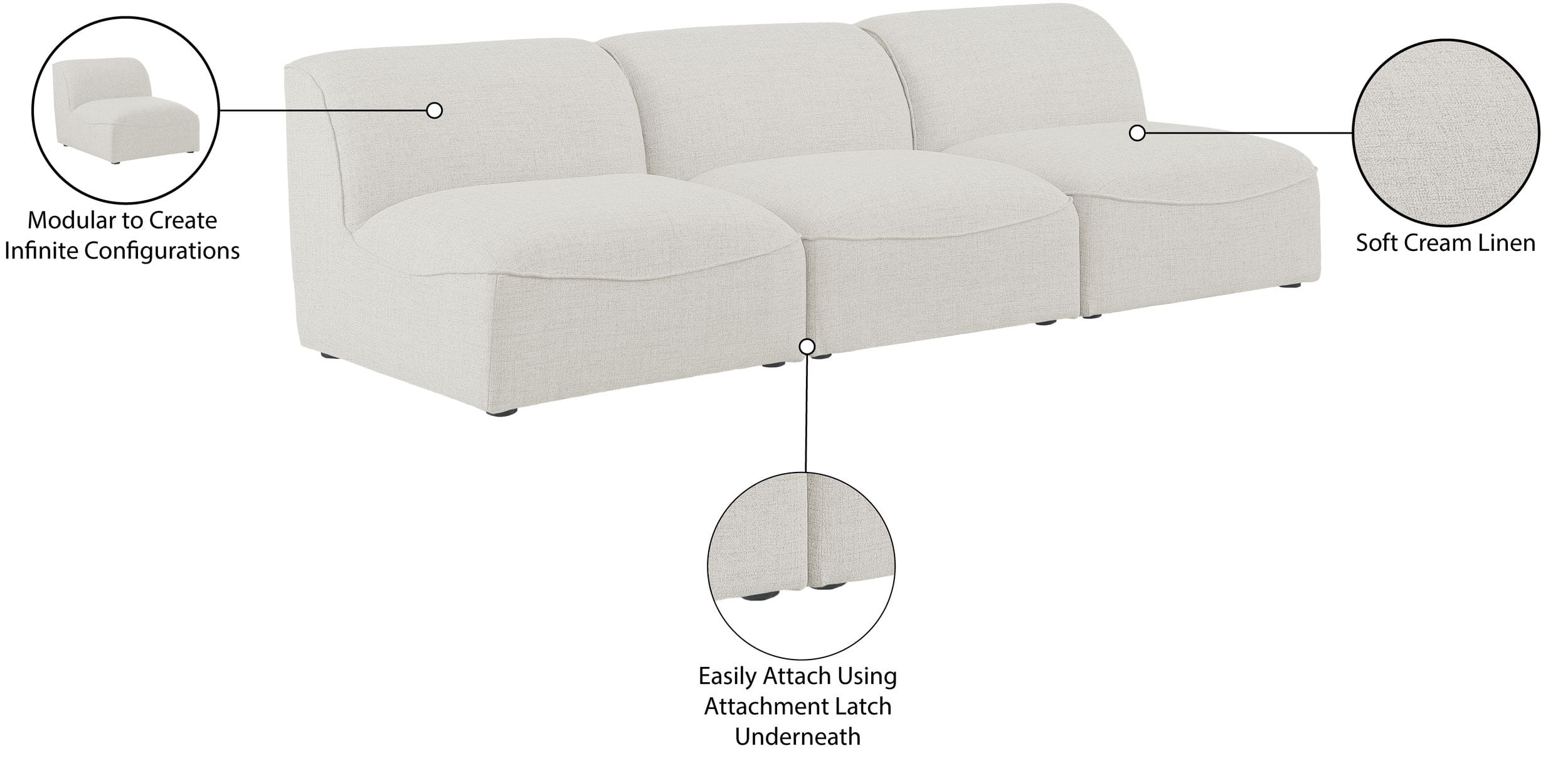 Miramar 99" Linen Modular Sofa